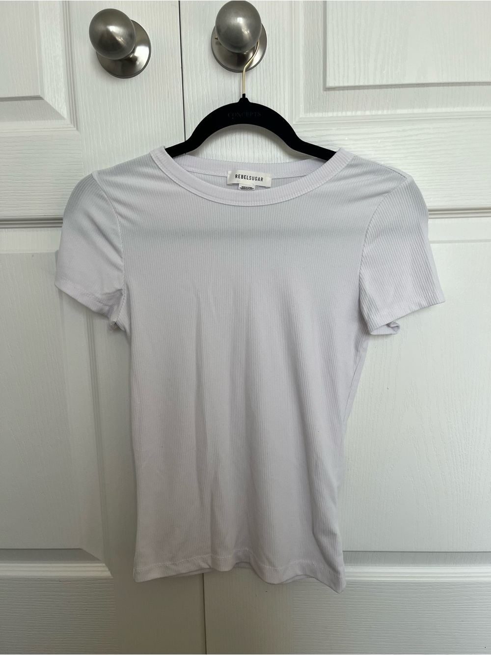 White Ribbed Tee NWOT